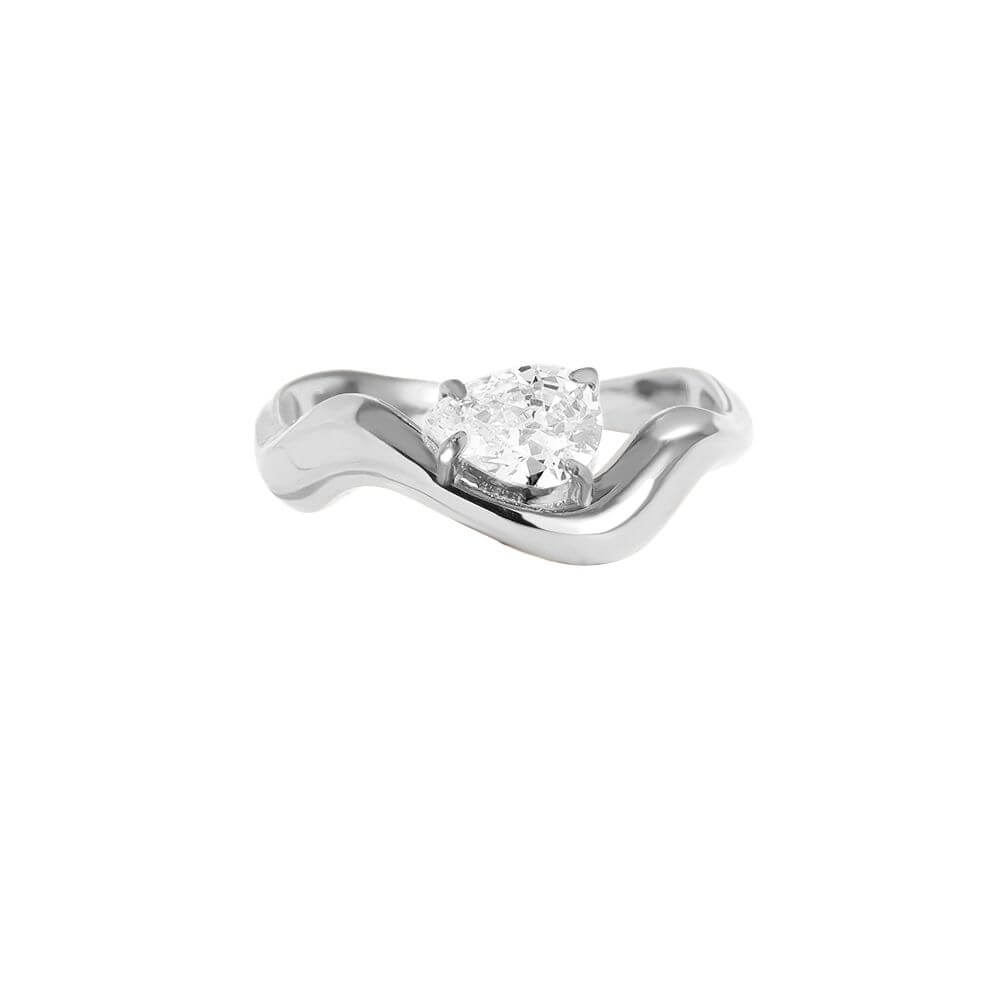 Diamond Wave Ring 14K Plated